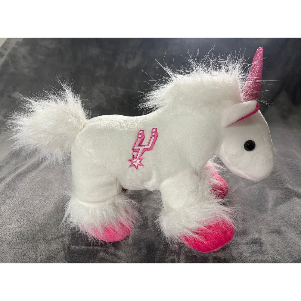 FOCO NBA San Antonio Spurs Plush Unicorn Toy Small White Pink Embroidered Logo